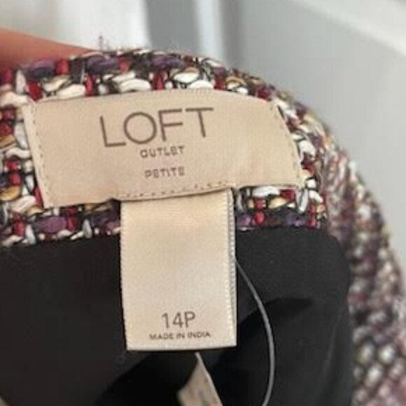 Loft Outlet Tweed Mini Skirt Women's 14P Petite Casual Maroon Career Office - Picture 6 of 6